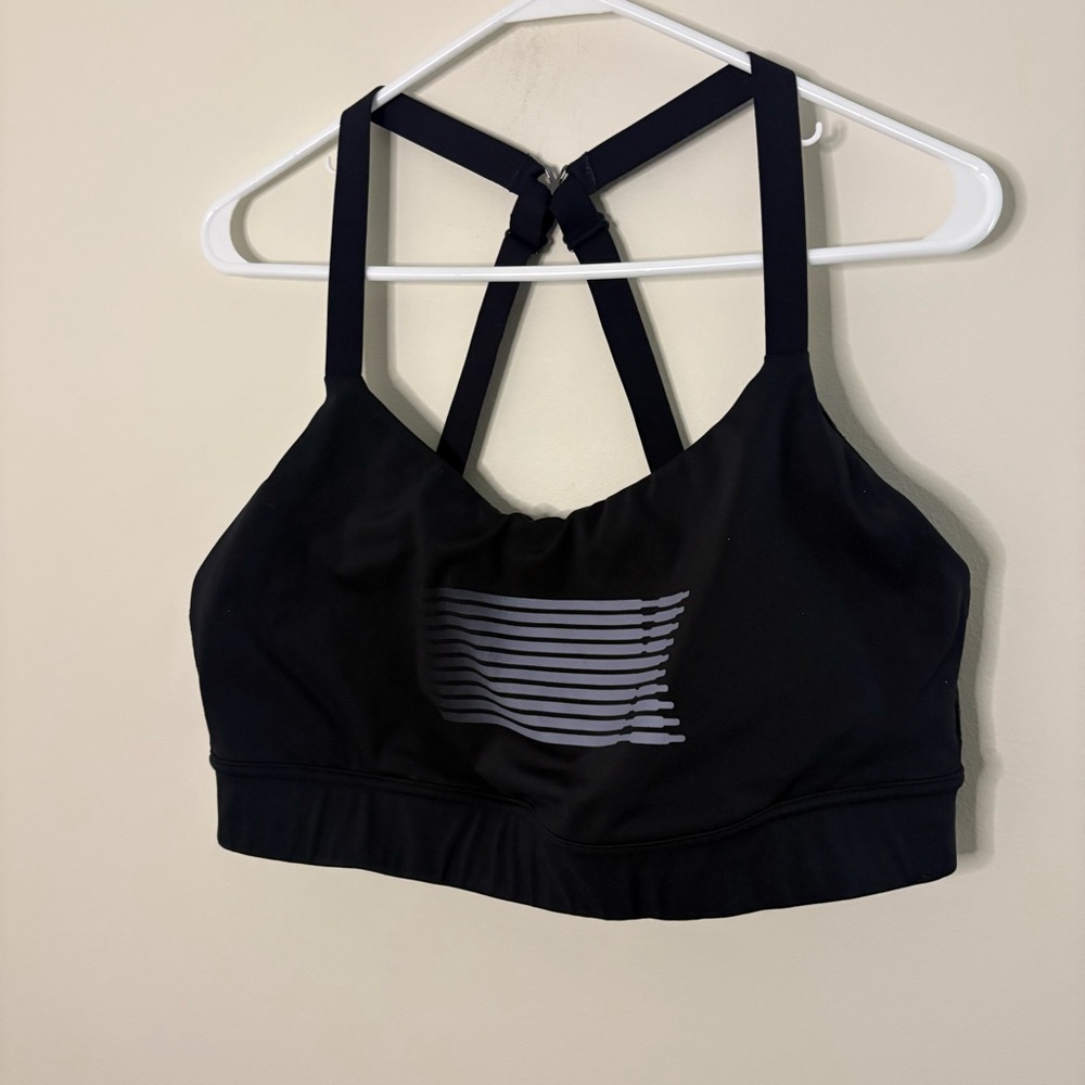 Savage X Fenty Black and Gray Strappy sports Bra workout yoga gym measures XL